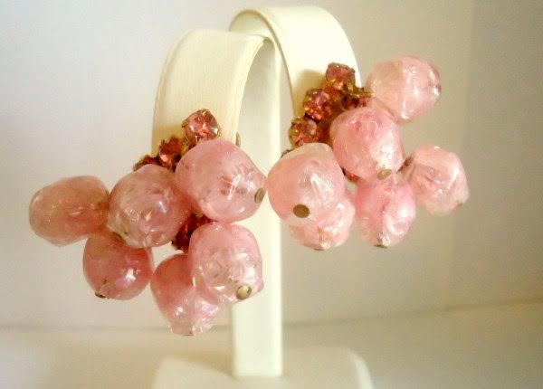 DeLizza and Elster a/k/a Juliana Cotton Candy Pink "Fun Beads" Dangle Beads Earrings (Book piece) *SOLD*