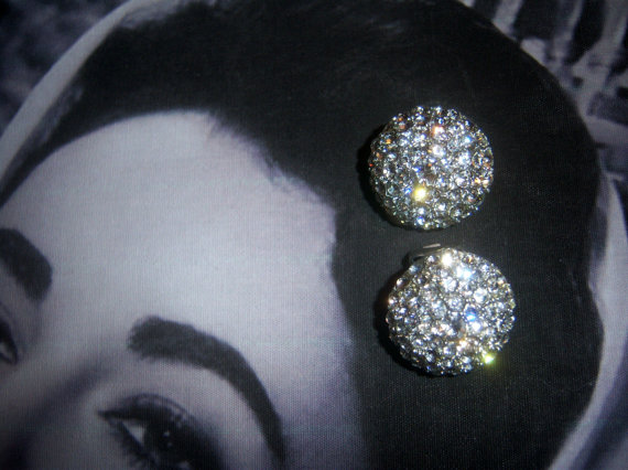 SOLD Glam Crystal Domed  Earrings