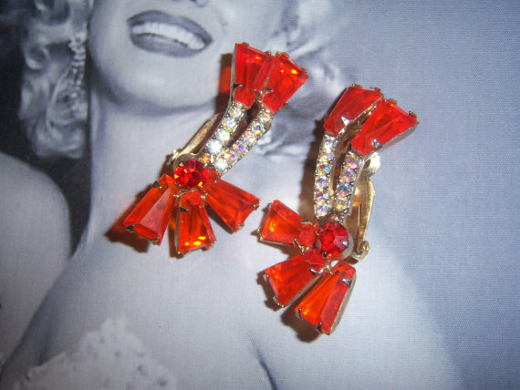 DeLizza and Elster a/k/a Juliana Orange Keystone Earrings  (very hard to find in this color) *SOLD*