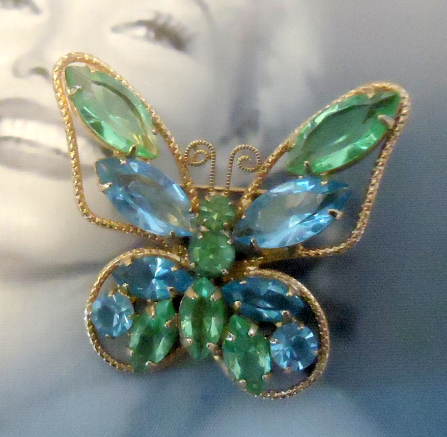 DeLizza and Elster a/k/a Juliana Open Back Navette Butterfly Figural Brooch (Verified)