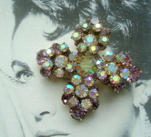 SOLD DeLizza and Elster a/k/a Juliana "Flower Spray" Design Tiered Raised Rosette Brooch