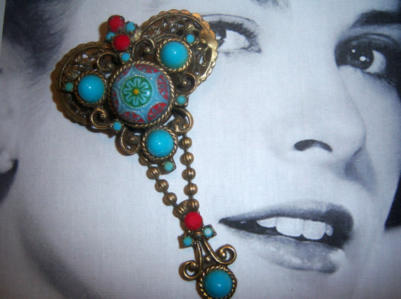 DeLizza and Elster a/k/a Juliana (Book Piece) Moroccan Matrix Ball Chain Brooch Pendant *SOLD*