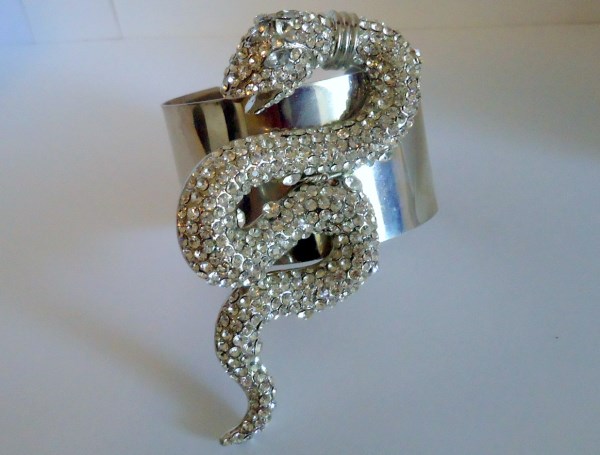 Pave' Crystal Snake Runway Statement Cuff