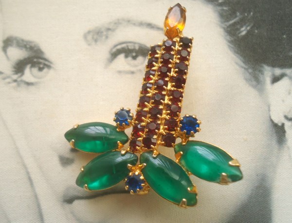 SOLD DeLizza and Elster a/k/a Juliana Christmas Candle Brooch