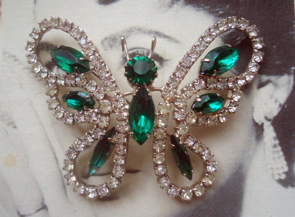 DeLizza and Elster a/k/a Juliana Emerald Green Butterfly Figural Brooch RARELY SEEN *SOLD*