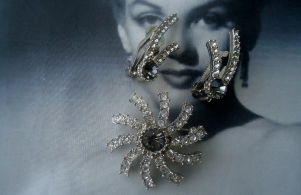 From Frank Delizza's Personal Collection and Elster a/k/a Juliana Pinwheel Starburst Brooch and Climber Earring Demi Parure