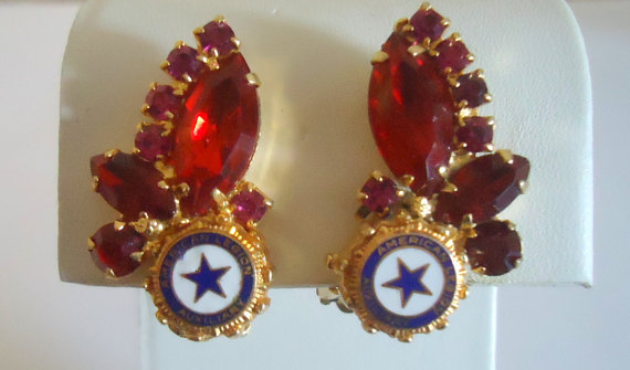 SOLD DeLizza and Elster a/k/a Juliana American Legion Themed Earrings