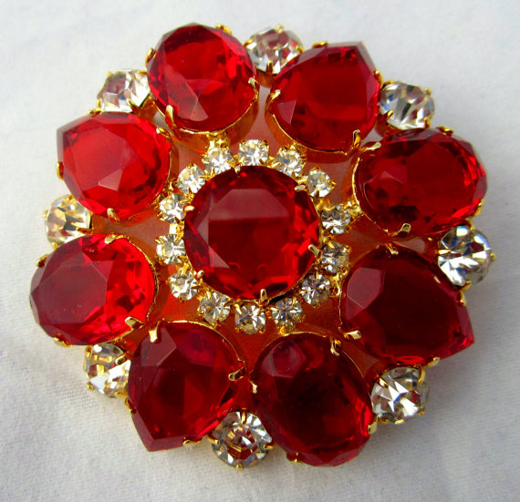 Delizza & Elster a/k/a Juliana Domed Ruby Red Brooch (Very Rare) *SOLD*