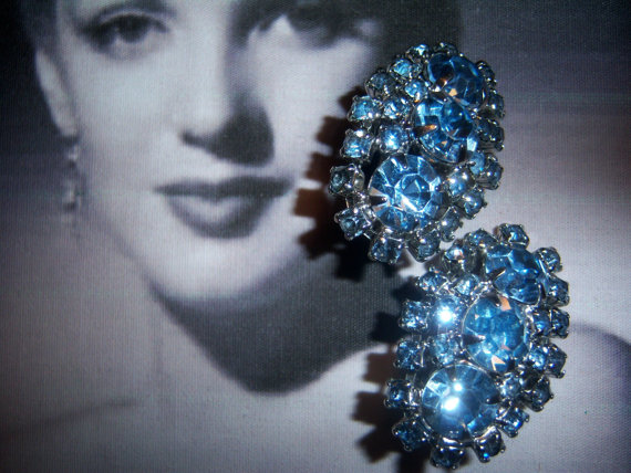 Unsigned Blue Topaz Chaton Earrings