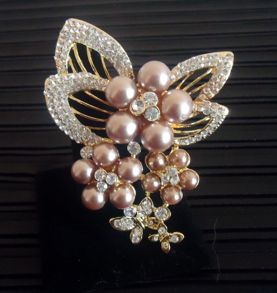Large Faux Bronze Pearl Butterfly Statement Ring