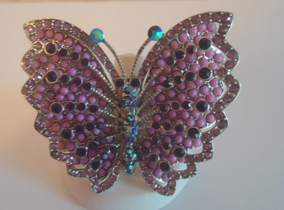 Huge Lavender Butterfly Statement Ring
