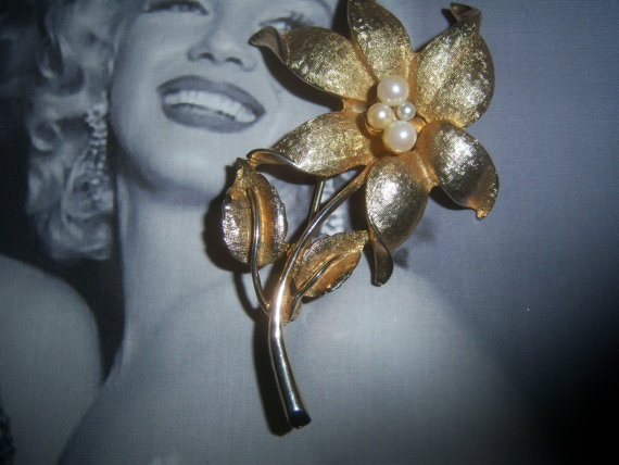 SOLD Coro Signed Early Large Flower Brooch