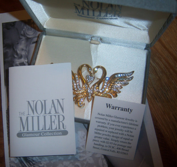 Nolan Miller "The Swan Pin" in original box with original Certificate of Authenticity and Warranty *SOLD*